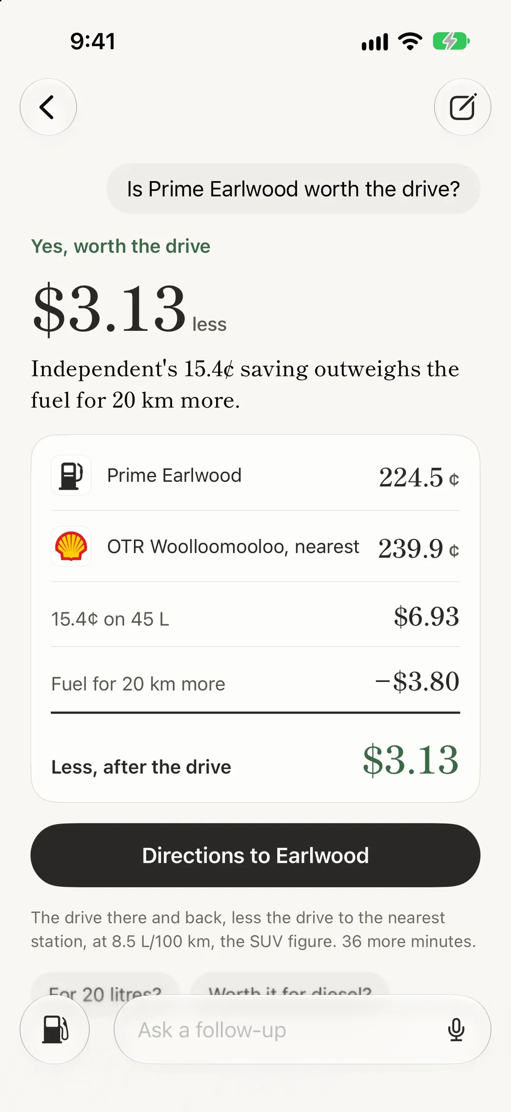 The Assistant: Prime Earlwood is worth the drive, $3.13 less after the fuel for 20 km more